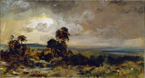 Stormy Sunset in Hampstead (óleo sobre tela de John Constable