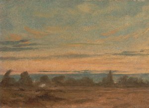 Verão - Evening Landscape, ca. 1825. de John Constable