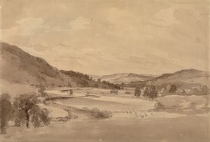 O Vale do Derwent com Chatsworth à Distância de John Constable