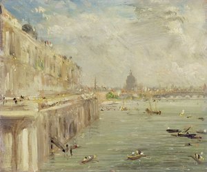 Vista, de, Somerset, casa, terraço, e, st paul, de, a, norte, fim, de, waterloo, ponte de John Constable