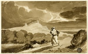 Mulher com bebé em fuga pela charneca de John Constable