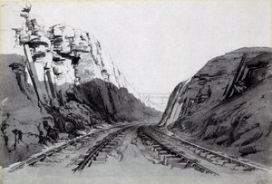 Blisworth Cutting, Northamptonshire, setembro de 1838 (caneta e tinta e papel) de John Cooke Bourne