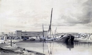 Ponte sobre o Canal dos Regentes, abril de 1837 (caneta e tinta e papel) de John Cooke Bourne