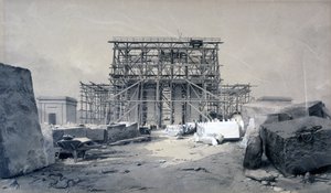 Construção do Euston Arch, janeiro de 1838 (caneta e tinta e papel) de John Cooke Bourne