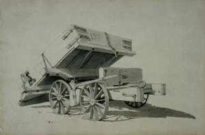 Empreiteiros Tipping Wagon, No.3, 1830s (caneta e tinta e lavar no papel) de John Cooke Bourne