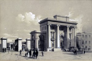 Entrada para a estação de Birmingham, em setembro de 1838 (caneta e tinta e lavagem em papel)