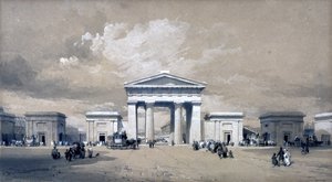 Euston Arch, abril de 1838 (caneta e tinta e lavar no papel)