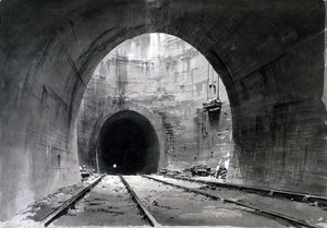 Great eixo de ventilação, Kilsby Tunnel, Northamptonshire, 1837-38 (caneta e tinta e lavar no papel)