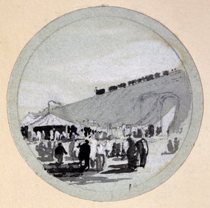 Abertura, Londres e Birmingham Railway, c.1838 (caneta e tinta e lavar no papel) de John Cooke Bourne