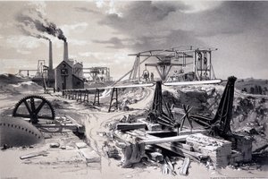 Bombas, eixo de ventilação, Kilsby Tunnel, Northamptonshire, 15 de julho de 1837 (caneta e tinta e papel) de John Cooke Bourne