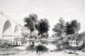 Viaduto sobre o rio Blythe, London & Birmingham Railway, 1839 de John Cooke Bourne