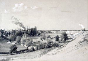 Watford Embankment, Hertfordshire, 29 de outubro de 1837 (caneta e tinta e lavagem em papel) de John Cooke Bourne