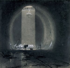 Eixo de trabalho, Kilsby Tunnel, Northamptonshire, 8 de julho de 1837 (caneta e tinta e papel) de John Cooke Bourne