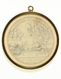 Design para uma medalha em comemoração à Instituição da Companhia do Mar do Sul de John Croker