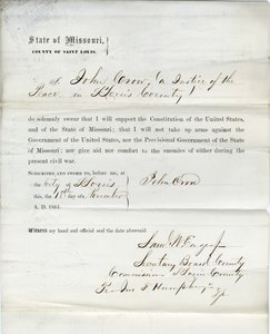 Juramento de lealdade de John Crow do Missouri, Condado de St. Louis de John Crow