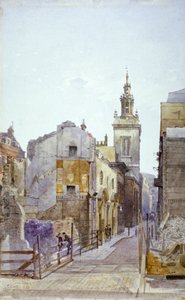 College Hill and the Church of St Michael Paternoster Royal, City of London, 1883 de John Crowther