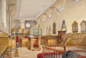 Vista interior da Igreja de São Miguel, Wood Street, Cidade de Londres, 1888 de John Crowther