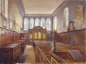 Vista interior da Igreja de São Mateus, Friday Street, City of London, 1881 de John Crowther