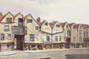 Londres perdida: Ancient Tenements in Bermondsey Street (litografia a cores) de John Crowther