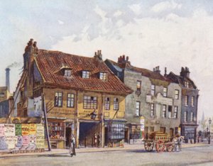 Londres perdida: Casas no lado oeste de Church Street, Lambeth (litografia a cores) de John Crowther