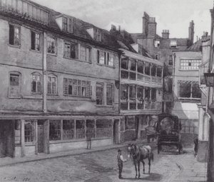 Londres perdida: Pátio do George Inn, Borough (litografia) de John Crowther