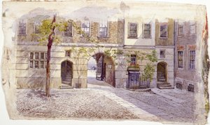 Vista da entrada do Staple Inn, Londres, 1882 de John Crowther