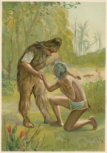 Cena de Robinson Crusoe por Daniel Defoe, 1892
