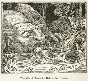 The Giant Tries to Drink the Stream, do Europa