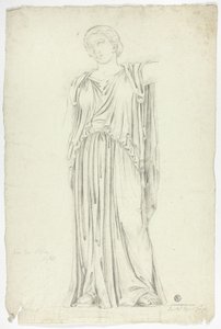 Estátua antiga de mulher em pé drapeada de John Downman