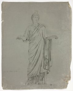 Estátua antiga da deusa em pé com os braços estendidos de John Downman