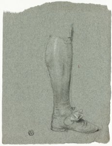 Perna de uma figura de pé (frente); esboço de sapatos (verso) de John Downman