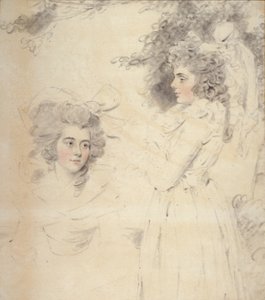 Retrato de Georgiana, Duquesa de Devonshire e Lady Elizabeth Foster (aguarela e lápis sobre papel)
