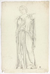 Estátua antiga de mulher em pé drapeada de John Downman