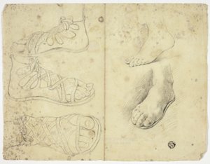 Dois pés descalços e três pés com sandálias de John Downman
