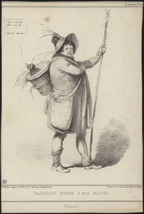 Barnaby Rudge e seu corvo, ilustração de &39;Barnaby Rudge&39; por Charles Dickens, 1841