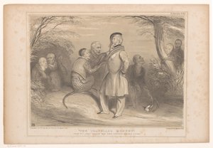 Lord Palmerston em het land van de apen O macaco viajado. Copiado com grande liberdade da imagem inimitável de Edwin Landseer (título no objeto) HB Sketches (título da série no objeto) de John Doyle