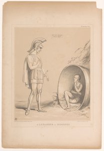 Spotprent conheceu Sir Robert Peel
Alexandre e Diógenes (título sobre o objecto)
HB Sketches (título da série sobre o objecto) de John Doyle