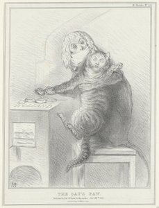 Spotprent em Talleyrand em Palmerston, 1832 A Pata do Gato (título no objeto) Sketches Políticos (título da série) de John Doyle