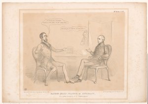 Spotprent op koninklijke huwelijken
Uma prática bastante aguçada na diplomacia, ou uma curiosa ilustração do Entente Cordiale (título sobre o objecto)
HB Sketches (título da série sobre o objecto) de John Doyle