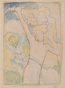 Sem título [Figura feminina e pombas] (lápis) de John Duncan