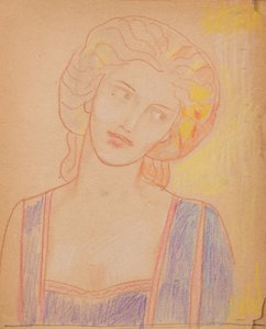 Sem título [figura feminina medieval] (lápis) de John Duncan
