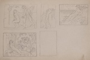 Sem título [Figuras nuas em uma paisagem (lápis) de John Duncan