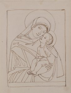 Sem título [Virgem e o Menino] (caneta e tinta) de John Duncan