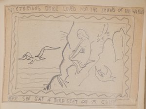 Noiva vitoriosa não amou os shows deste mundo - Aqui ela sentou um assento de pássaro em um penhasco (lápis) de John Duncan
