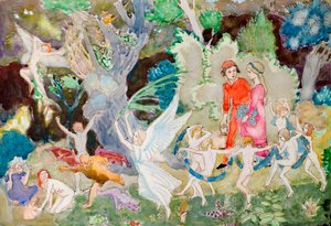Yorinda e Yoringel na Madeira das Bruxas (aguarela) de John Duncan