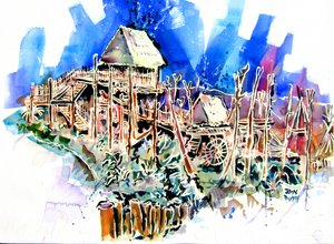 Aldeia Tropical sobre palafitas de John Dunn