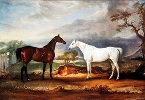 Os dois caçadores do Sr. N. Kershaw "Equinócio" e "Florestal" num Paddock de John E. Ferneley