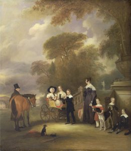O Rev e a Sra. Henry Palmer com seus seis filhos mais novos em Withcote Hall, Near Oakham, Leicestershire de John E. Ferneley