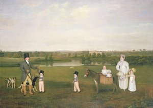 William Hetton Cooke com sua esposa e filhos no viveiro de Worleston, Chester de John E. Ferneley