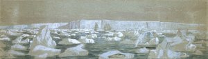 Parte da Barreira Polar Sul, 2 de fevereiro de 1841 (aguarela) de John Edward Davis